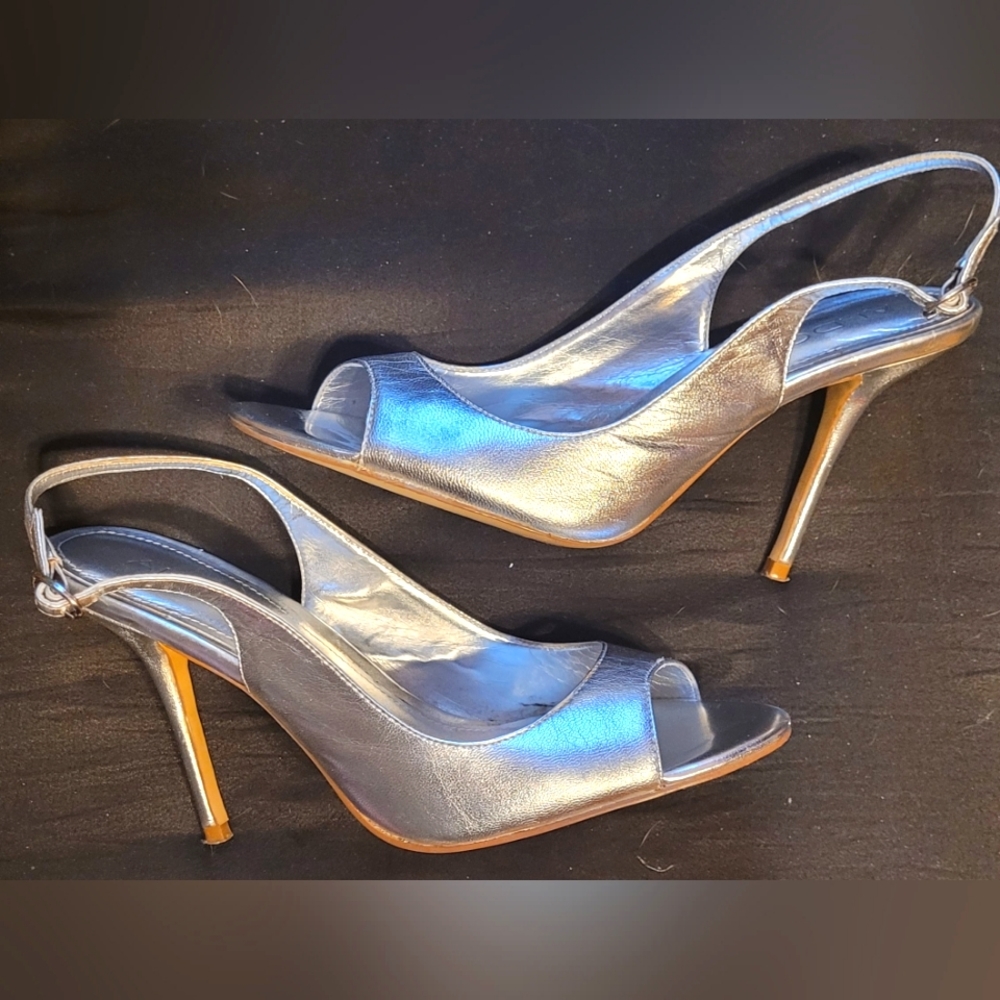ALDO Silver Slingback Heels Sz 38